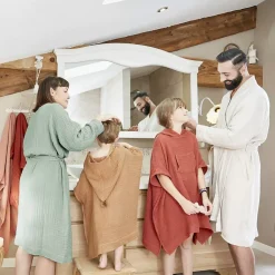 Accappatoio da bagno in garza di cotone L/XL Gaia Verde eucalipto