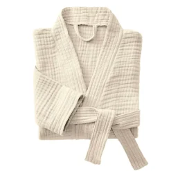 Accappatoio da bagno in garza di cotone S/M Gaia Beige pampa