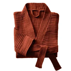 Accappatoio da bagno in garza di cotone L/XL Gaïa Terracotta