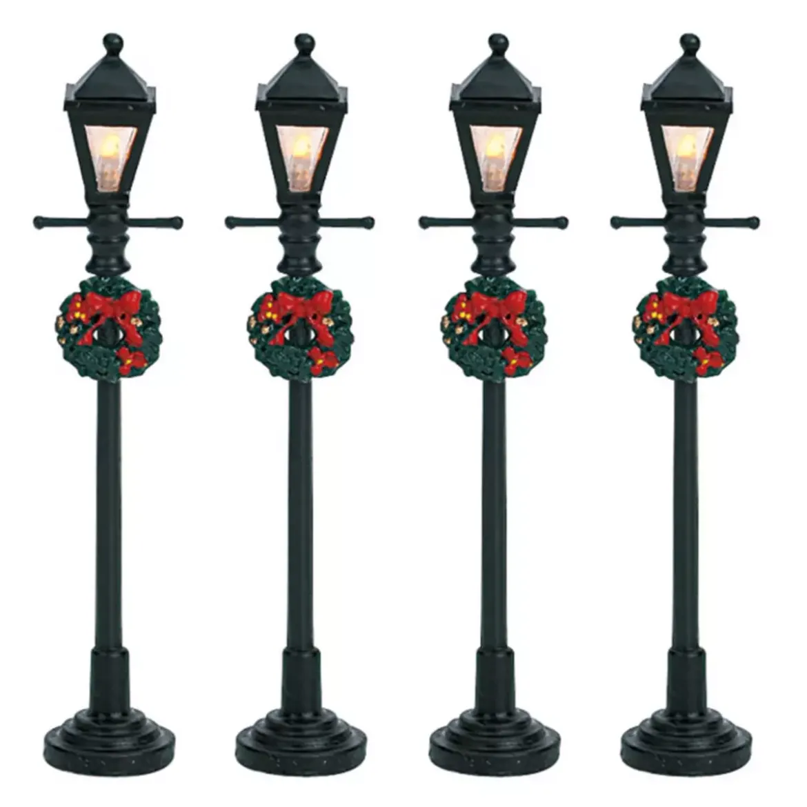 Accessori Lemax 4 lampade stradali illuminate a pile