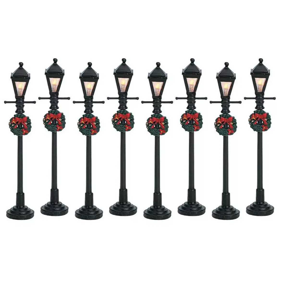 Accessori Lemax Set di 8 lampioni luminosi a pile