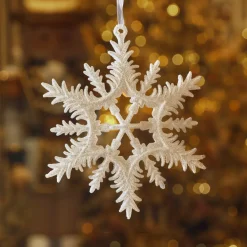 Addobbo natalizio da appendere (D13 cm) Fiocco di neve scintillante ghiacciato Bianco