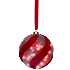 Addobbo natalizio luminoso da appendere con pile 40 LED (D20 cm) Sfera di Venezia Rossa