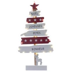 Albero di legno a pile illuminate (50 cm) Bianco caldo