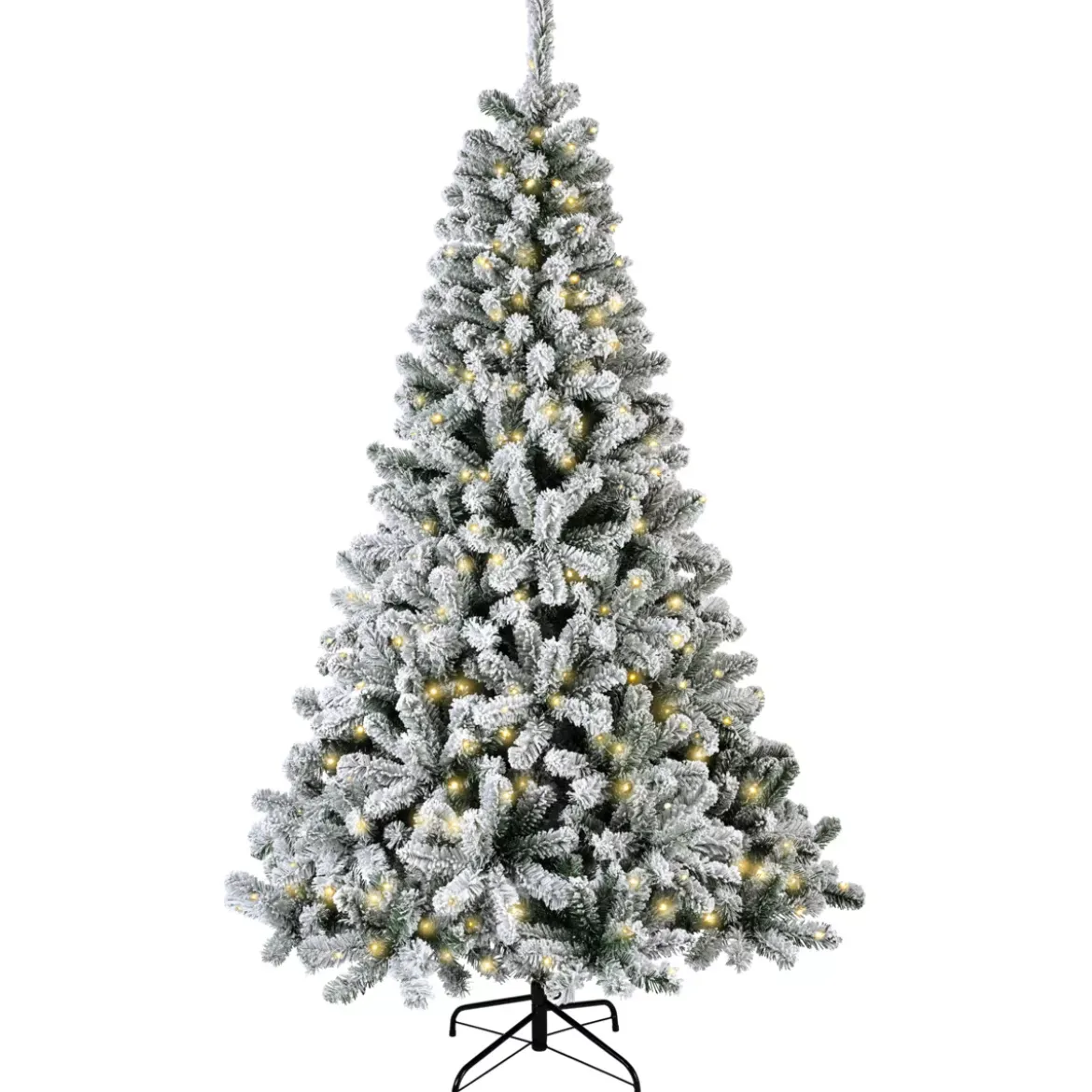 Albero di Natale artificiale luminoso 320 LED H210 cm King Verde innevato