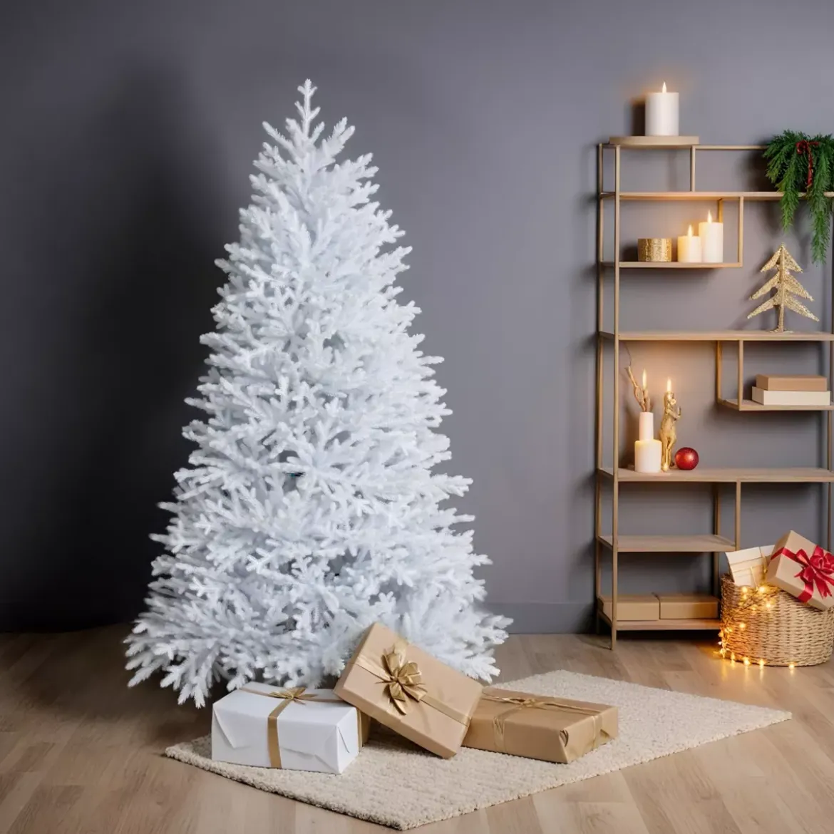 Albero di Natale artificiale H180 cm Quebec Bianco