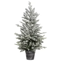 Albero di Natale artificiale in vaso H100 cm Frosty Verde innevato