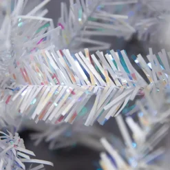 Albero di Natale artificiale H240 cm Odense Bianco iridescente e glitterato