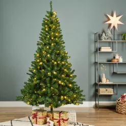 Albero di Natale artificiale luminoso 200 LED H150 cm King Verde abete