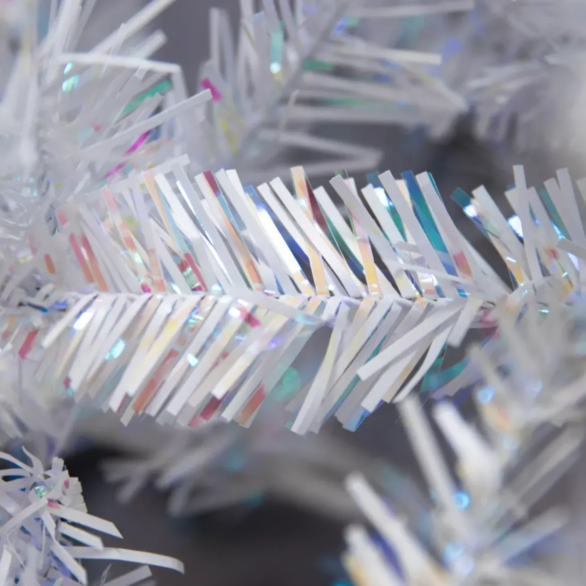 Albero di Natale artificiale H210 cm Odense Bianco iridescente e glitterato
