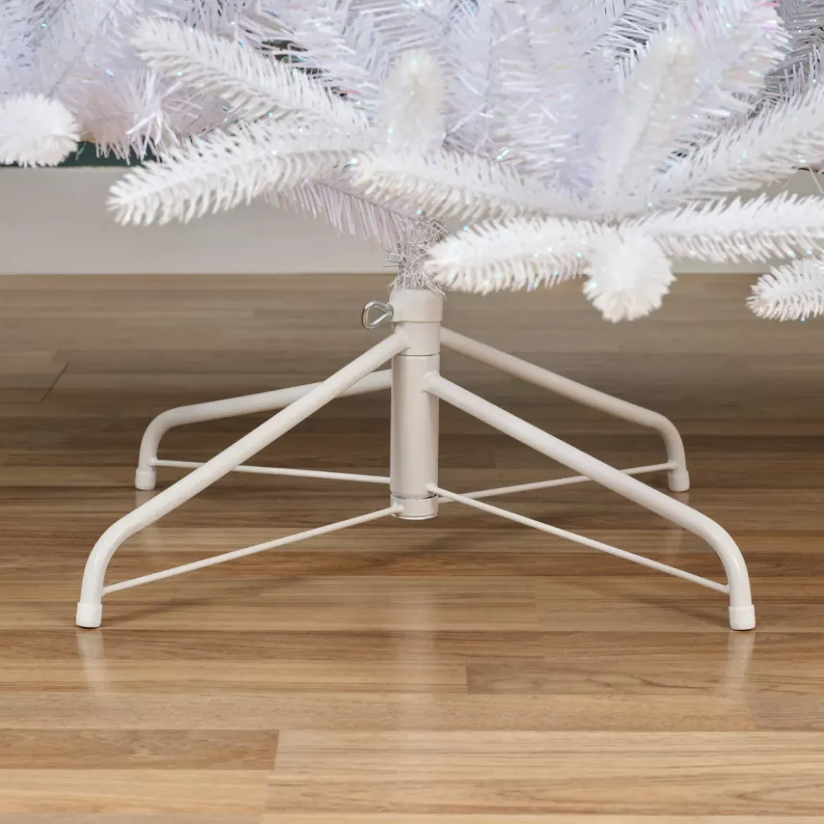 Albero di Natale artificiale H180 cm Odense Bianco iridescente e glitterato