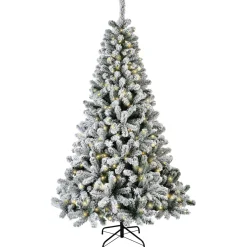 Albero di Natale artificiale luminoso 200 LED H150 cm King Verde innevato