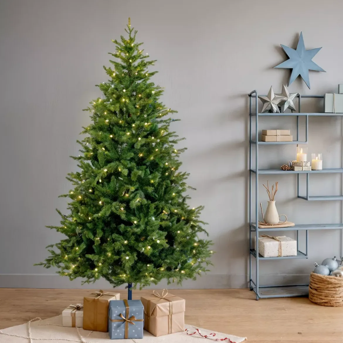 Albero di Natale artificiale luminoso 480 LED (H210 cm) Idaho Verde abete