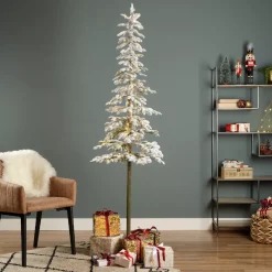Albero di Natale artificiale luminoso 200 LED H210 cm Sierra Verde innevato