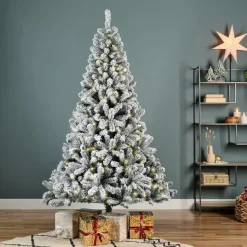 Albero di Natale artificiale luminoso 260 LED H180 cm King Verde innevato