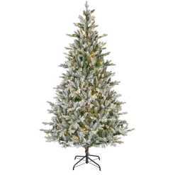 Albero di Natale artificiale luminoso 430 LED (H210 cm) Allix Verde innevato