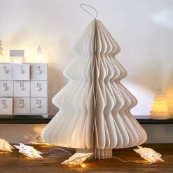 Albero di Natale di carta da appendere (H40 cm) Chiusura magnetica Bianco