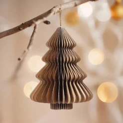 Albero di Natale in carta da appendere (H15 cm) Chiusura Magnetica Marrone