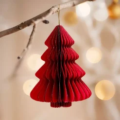 Albero di Natale in carta da appendere (H15 cm) con chiusura magnetica Rosso