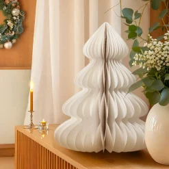 Albero di Natale in carta da posizionare (H60 cm) Chiusura Magnetica Bianca