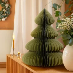 Albero di Natale in carta da posizionare (H60 cm) Chiusura Magnetica Verde