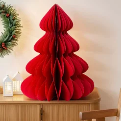 Albero di Natale in carta da tavolo (H90 cm) Chiusura Magnetica Rosso