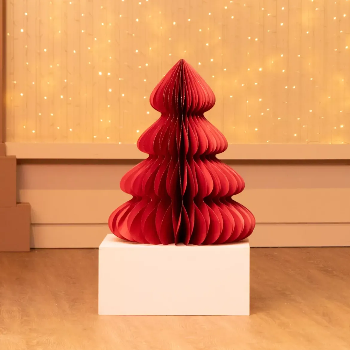 Albero di Natale in carta da tavolo (H90 cm) Chiusura Magnetica Rosso