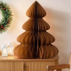 Albero di Natale in carta da tavolo (H90 cm) Chiusura magnetica Marrone caffè