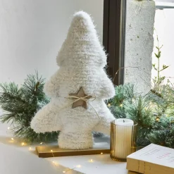 Albero di Natale in ecopelliccia da tavolo (H38 cm) Neve Bianca Bianco