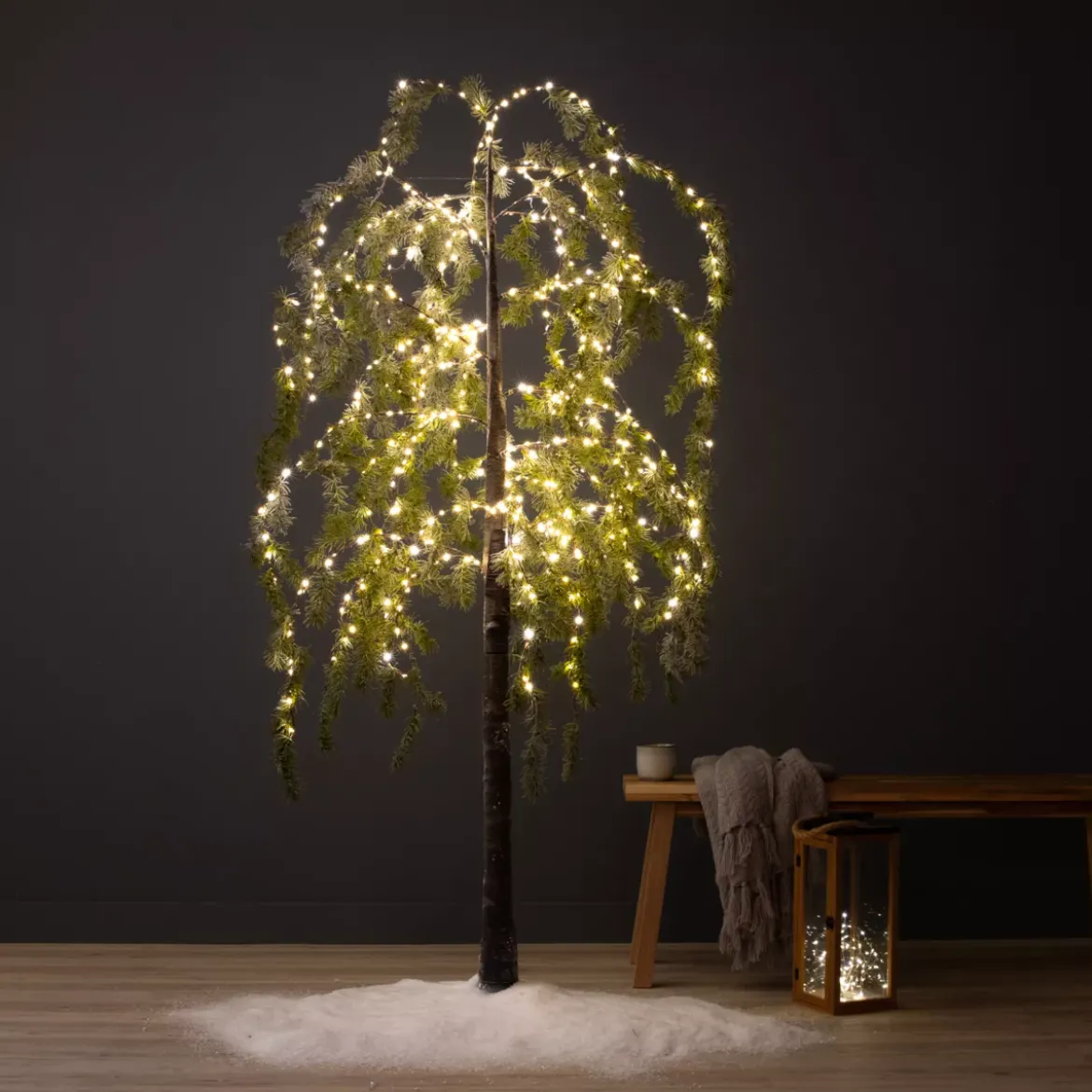 Albero luminoso 600 LED (H180 cm) Betulla innevata Bianco caldo