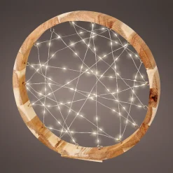 Anello luminoso a pile 97 LED (D32 cm) Astro in legno Bianco caldo