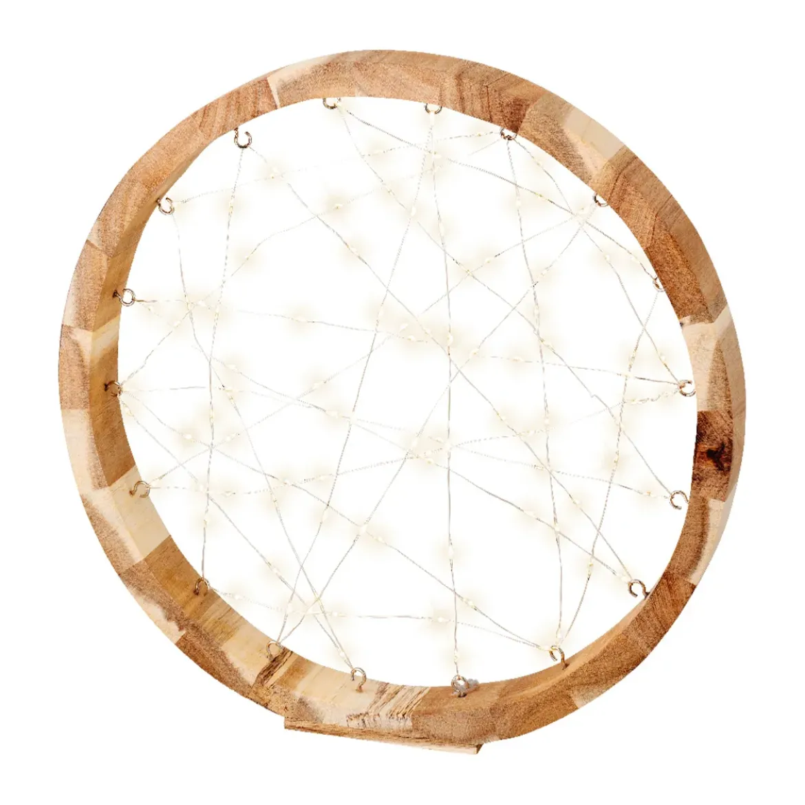 Anello luminoso a pile 97 LED (D32 cm) Astro in legno Bianco caldo