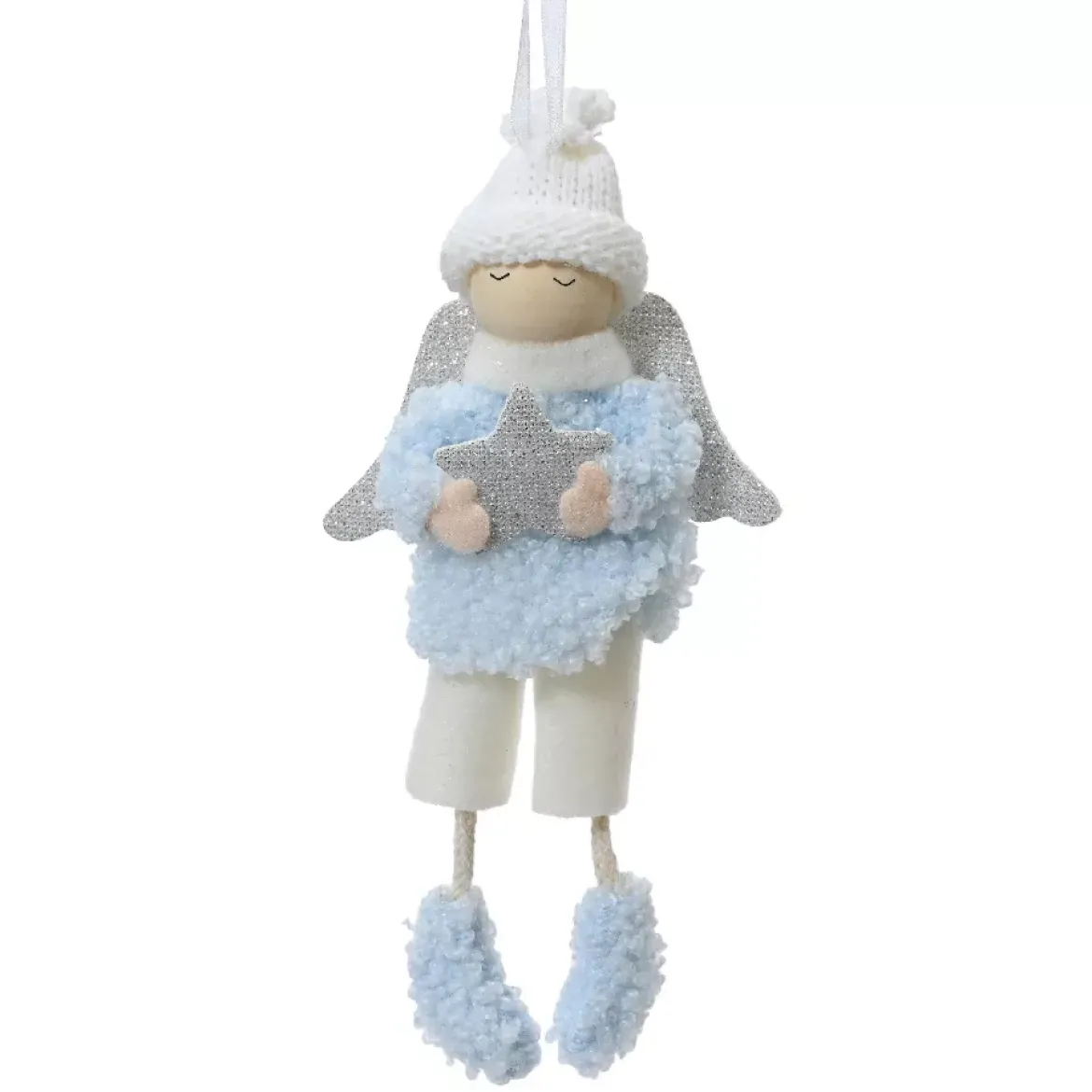 Angelo da appendere (H16 cm) Piccolo Ragazzo stellato Blu