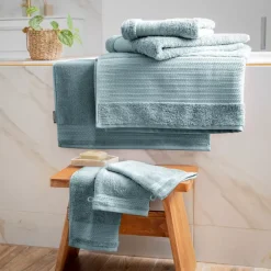 Asciugamano bagno cotone bio (30 x 50 cm) Méline Blu ghiaccio