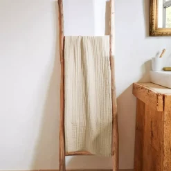 Asciugamano da bagno in garza di cotone (70 x 130 cm) Gaïa Beige pampa