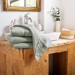 Asciugamano da bagno in garza di cotone (90 x 150 cm) Gaia Verde eucalipto