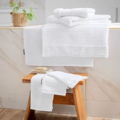 Asciugamano bagno cotone bio (30 x 50 cm) Méline Bianco chantilly