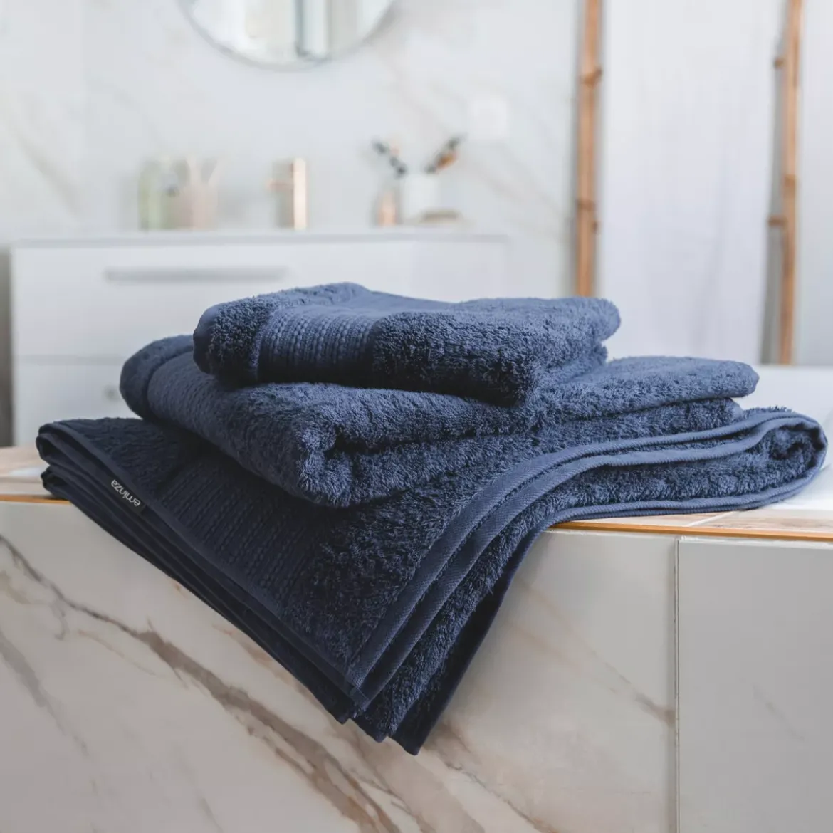 Asciugamano bagno cotone bio (50 x 90 cm) Méline Blu notte