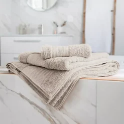 Asciugamano bagno cotone bio (90 x 150 cm) Méline Beige pampa
