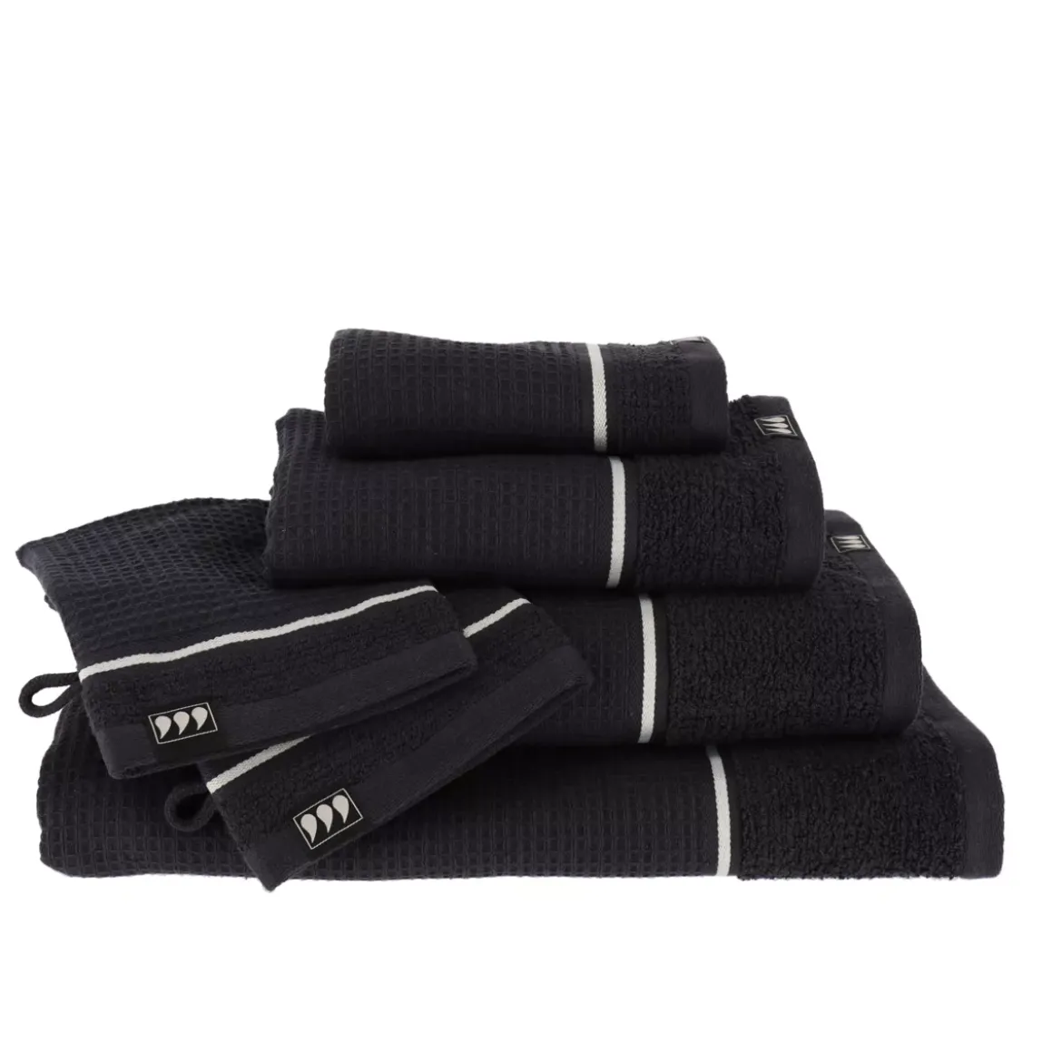 Asciugamano da bagno cotone nido d'ape (70 x 130 cm) Japandi Nero