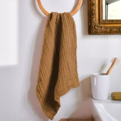 Asciugamano da bagno di garza di cotone (30 x 50 cm) Gaia Camel