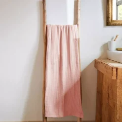 Asciugamano da bagno in garza di cotone (90 x 150 cm) Gaia Pesca Rosa