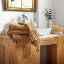 Asciugamano da bagno in garza di cotone (90 x 150 cm) Gaïa Camel