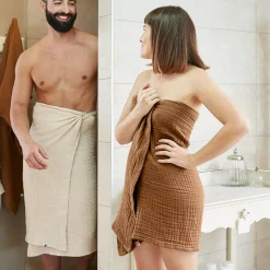 Asciugamano da bagno in garza di cotone (50 x 90 cm) Gaia Camel