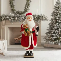 Automate musicale e luminoso (H110 cm) Babbo Natale e orsetto