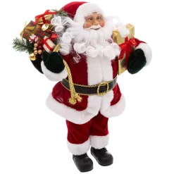 Babbo Natale decorazione tradizionale velluto (H45 cm) Felix e regali