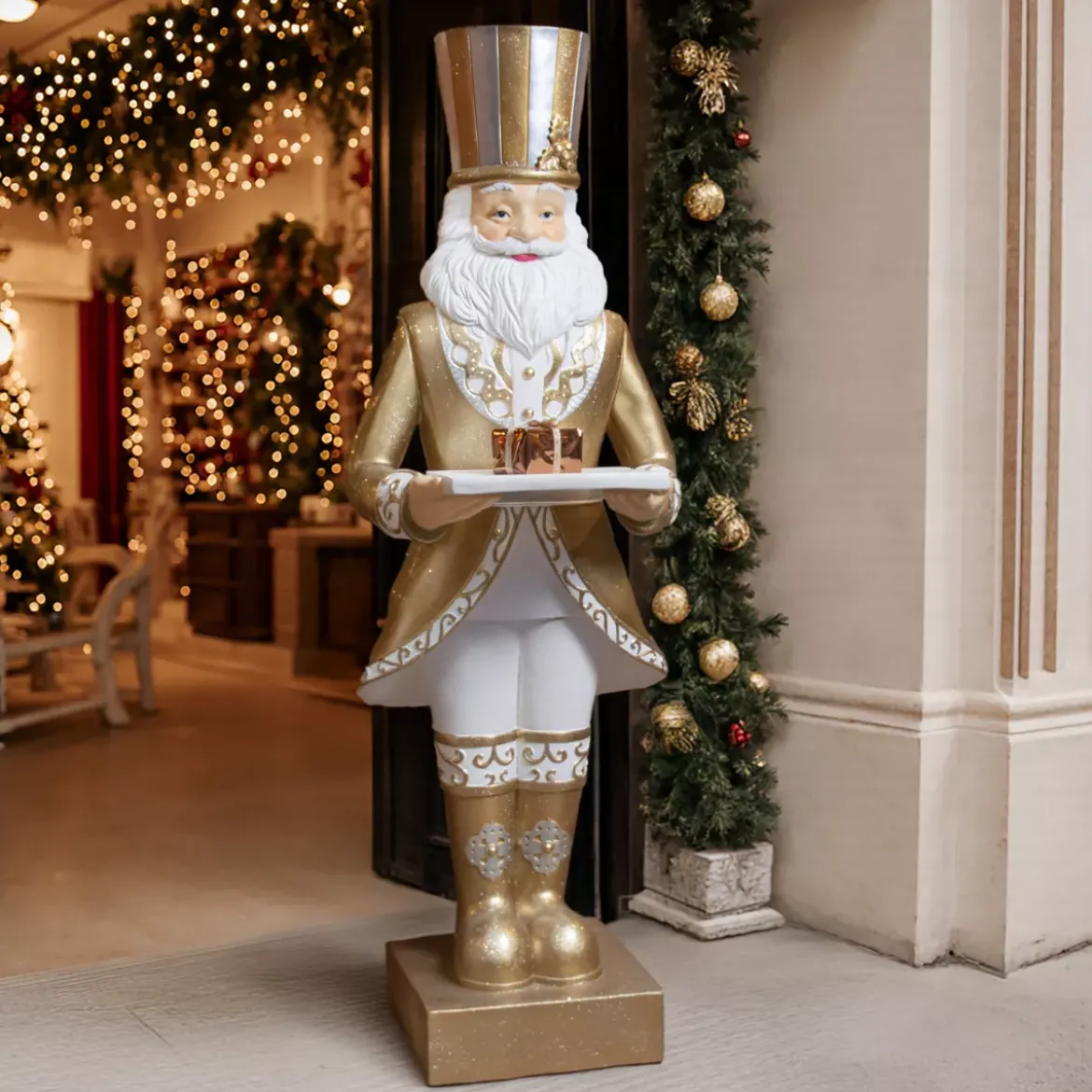 Babbo Natale Gigante (H175 cm) Gabriel vestito d'Oro