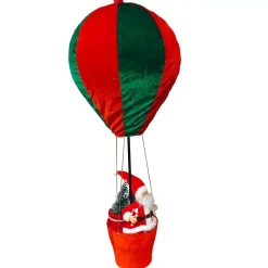Babbo Natale in Mongolfiera (H97 cm) All'avventura Verde e Rosso