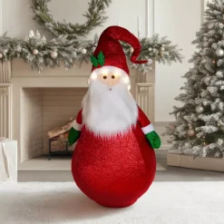 Babbo Natale luminoso a pile (H120 cm) Pieghevole Rosso glitterato