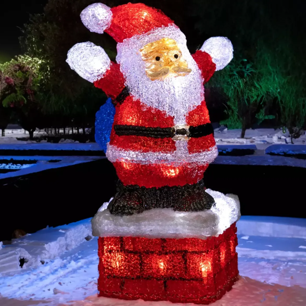 Babbo Natale luminoso Gastone Bianco freddo 40 LED